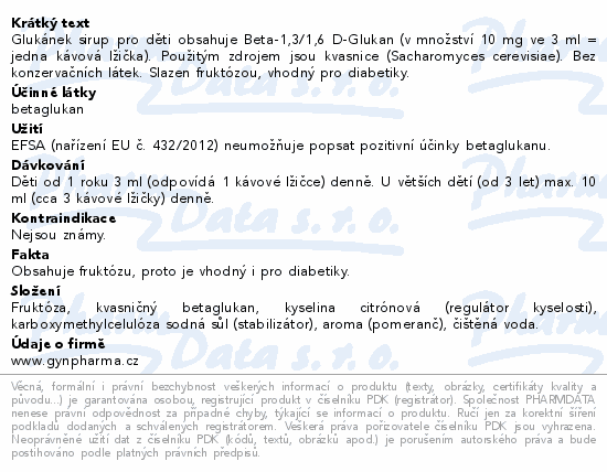 Glukánek+ sirup pro děti 150ml