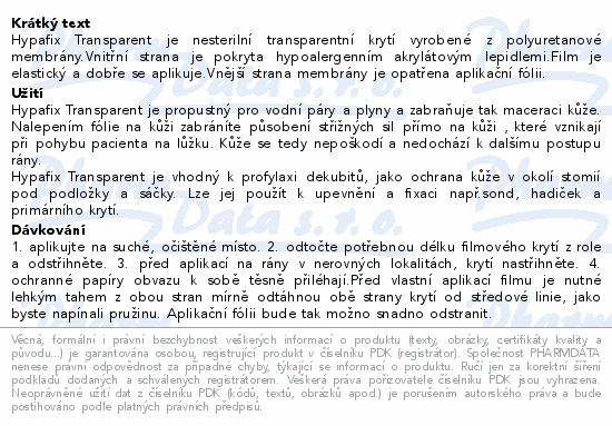 Hypafix Transparent 10cmx10m fóliové kr.role 1ks