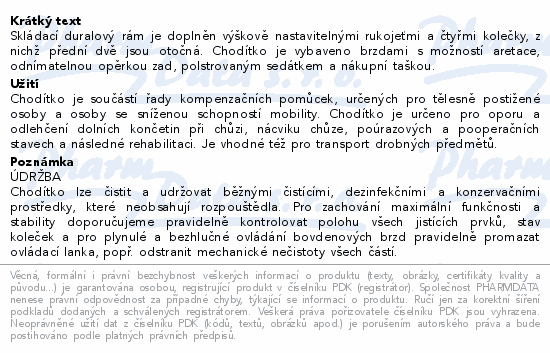 Chodítko čtyřkolové skládací 103 barva stříbrná