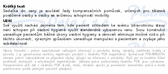 Sedačka do vany závěsná s výřezem a opěrkou zad