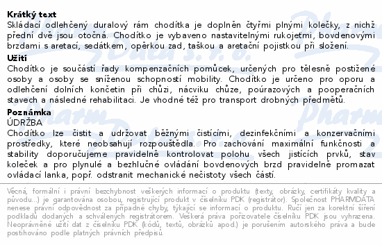 Chodítko čtyřkolové skládací 102 červené