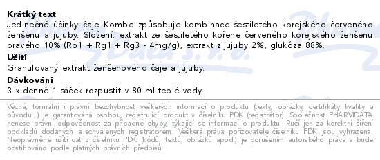 KOMBE Ženšenový čaj s jujubou sáčky 50x3g