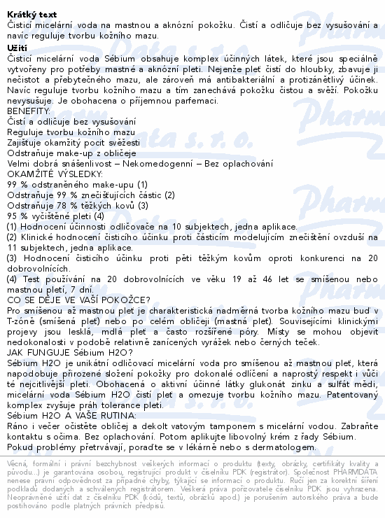 BIODERMA Sébium H2O pumpa 500ml