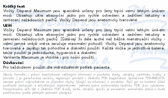 Depend Maximum night inkont.vložky ženy 6ks