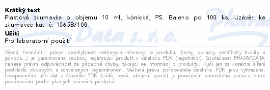 Plastová zkumavka kónická 10ml 100ks