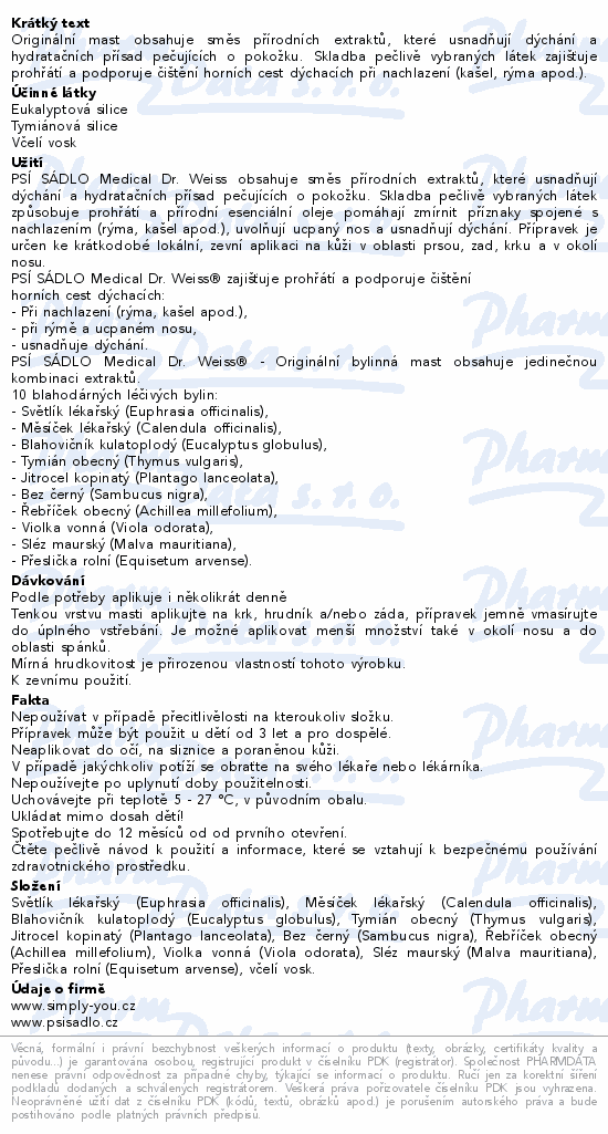 PSÍ SÁDLO Medical Dr. Weiss 75 ml