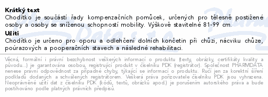 Chodítko čtyřbodové skládací stavitelné 81-99cm