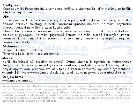 Magnesium B6 Forte tbl.100+20 Moje lékárna