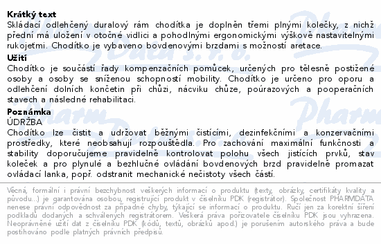 Chodítko trojkolové stříbrné