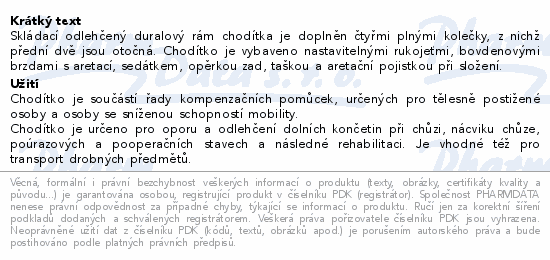 Chodítko čtyřkolové skládací 101 barva šampaňské