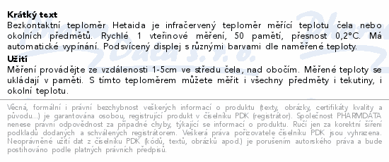 Hetaida Teploměr bezkontaktní infračervený