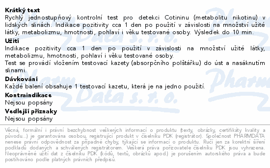 Test na cotinin/nikotin ze slin 1ks