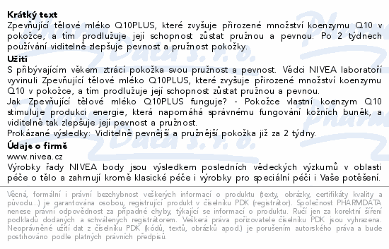 NIVEA Q10 zpevňující tělové mléko 200ml 81835