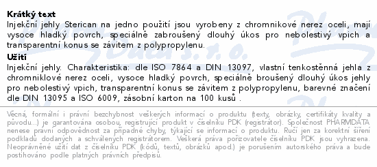 Inj.jehla STERICAN 22G/0.7x30mm černá ster.100ks