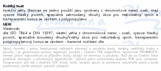 Inj.jehla STERICAN 18G/1.2x40mm růžová ster.100ks