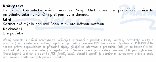 Hanušovo kosmetické mýdlo norkové SOAP MINK 100g