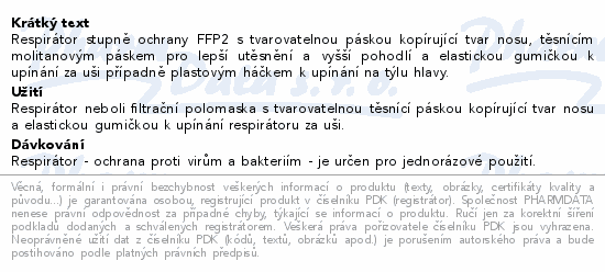 Respirátor GPP2 tř.ochrany FFP2 NR 1ks