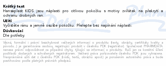 Hansaplast Sensitive Kids zvířátka náplast 1mx6cm