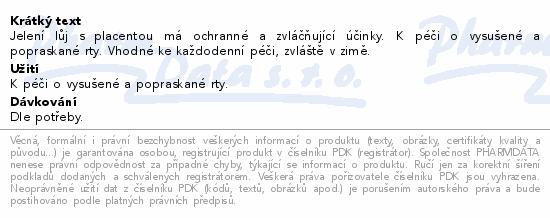 Jelení lůj s placentou 4.5g akční pack 15+5 zdarma