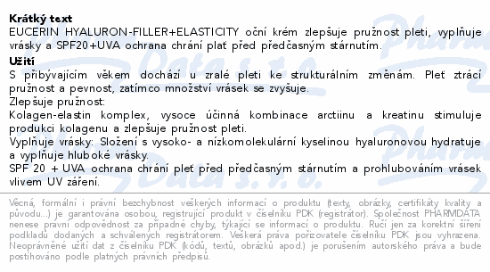 Eucerin HYALURON-FILLER+ELAST.oční kr.SPF20 15ml22