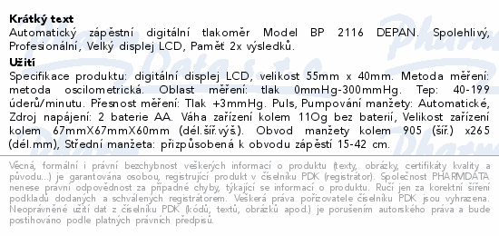 SimplyMed Automatický zápěstní digit.tlakoměr U63I