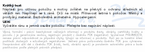 Hansaplast Sensitive Zvířátka large náplast 10ks