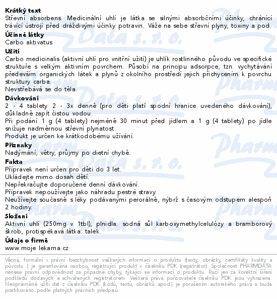 Carbo medicinalis tbl.20 Moje lékárna
