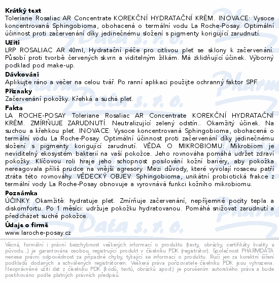 LA ROCHE-POSAY TOLERIANE Rosaliac AR Krém 40ml