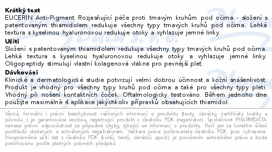 Eucerin AntiPigment krém tmavé kruhy pod očima15ml