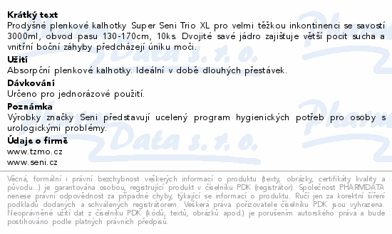 Seni Super Trio inkon.plenkové kalhotky XL 10ks
