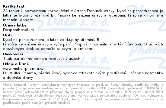 Panthenol tablety 40mg tbl.24 Dr.Müller