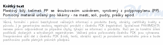 Kelímek PP se šroub.uzávěr.250g 21013 8ks Manta