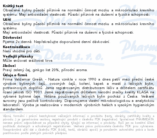 Grešík Zelený čaj s ginkgem n.s.20x1.5g přebal