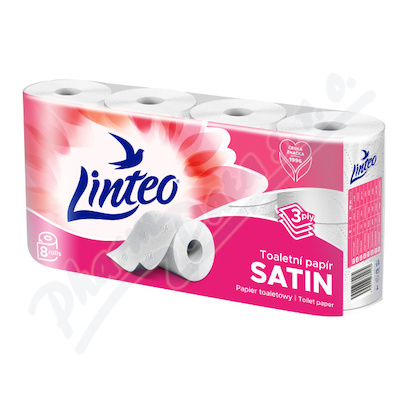 Linteo toaletní papír SATIN 3-vrstvý bílý 8 rolí