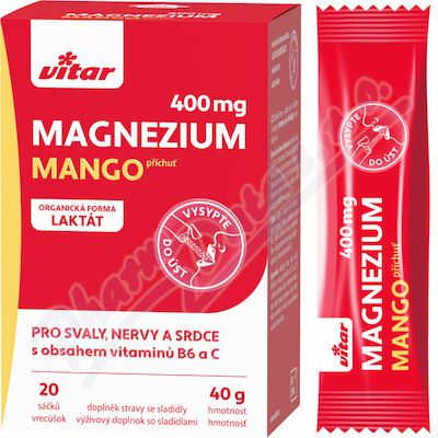 Vitar Magnezium 400mg+vit.B6+vit.C 20sáč