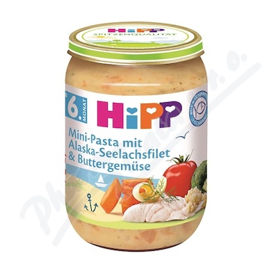 HiPP Těstoviny s treskou v másl.zelenině 6+m 190g