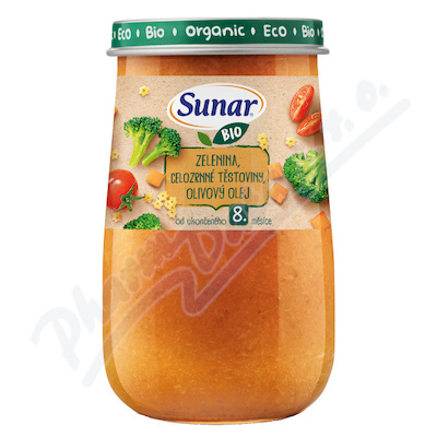 Sunar BIO příkrm zelenina těstoviny oliv.olej 190g